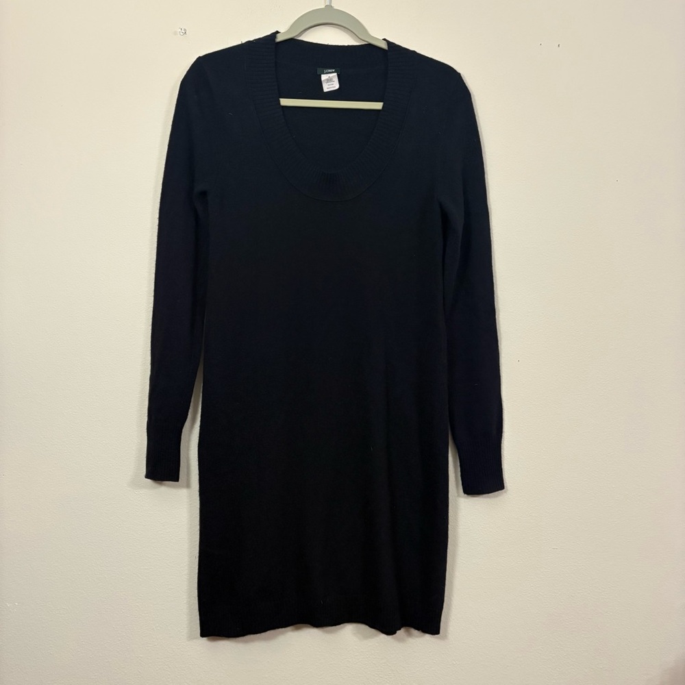 J. Crew Sweater Dress Black Midi womens M Winter Party Work minimalist